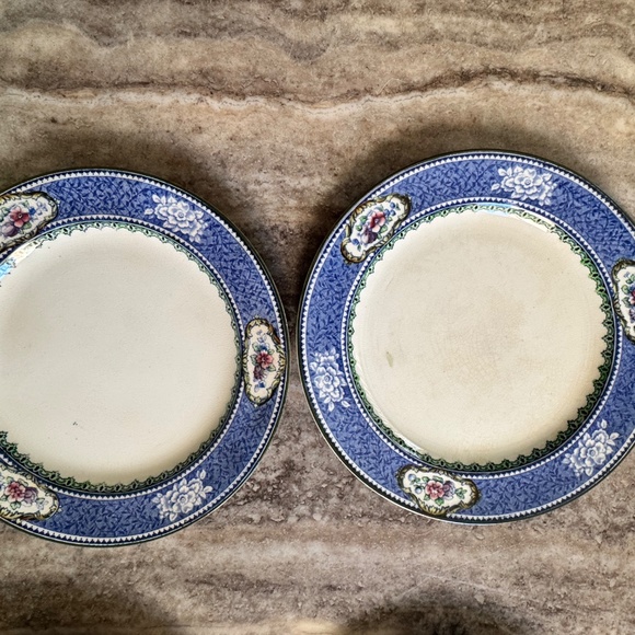 RARE Antique 6 Flow Blue & White Hancock & Sons Coronaware LAUREL Plates, ‘12-37 - Picture 2 of 7